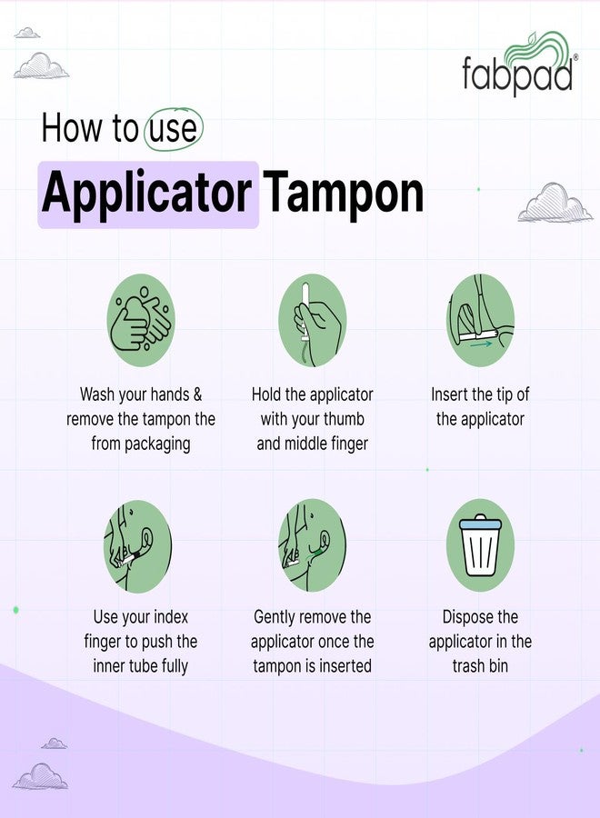 Fabpad 100% Organic Cotton Applicator Tampons - Pack of 16 (Super Plus 12-15 g) - Image 2